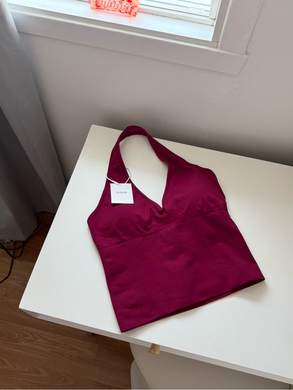 THRIVIN Elevate Sculpting Seamless Halterneck Top Cherry Berry Size S NWT